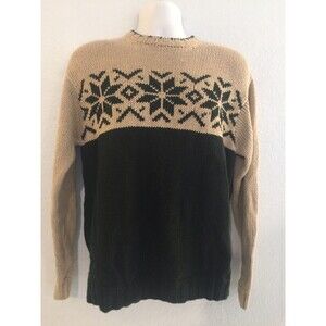 Vintage J. Crew Men's Hand Knit Cotton Linen Snowflake XL Fits Med. Sweater